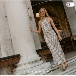 ISO DOEN Noemie Maxi Dress in Cream and Brown